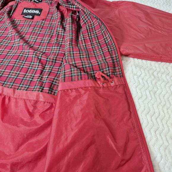 TOTES Isotoner Brick Red Hooded Rain Jacket Water Proof Size XL Vintage 90's - Picture 7 of 11